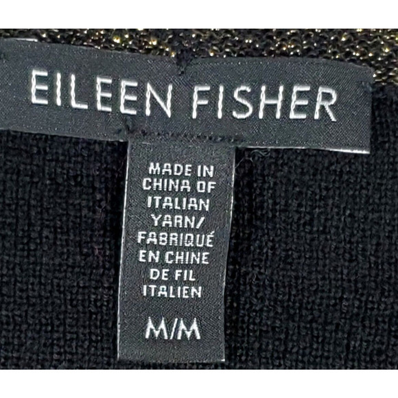 Eileen Fisher Cardigan Size Medium Black Gold Gala Dressy Party Glam Cocktail - Picture 5 of 7